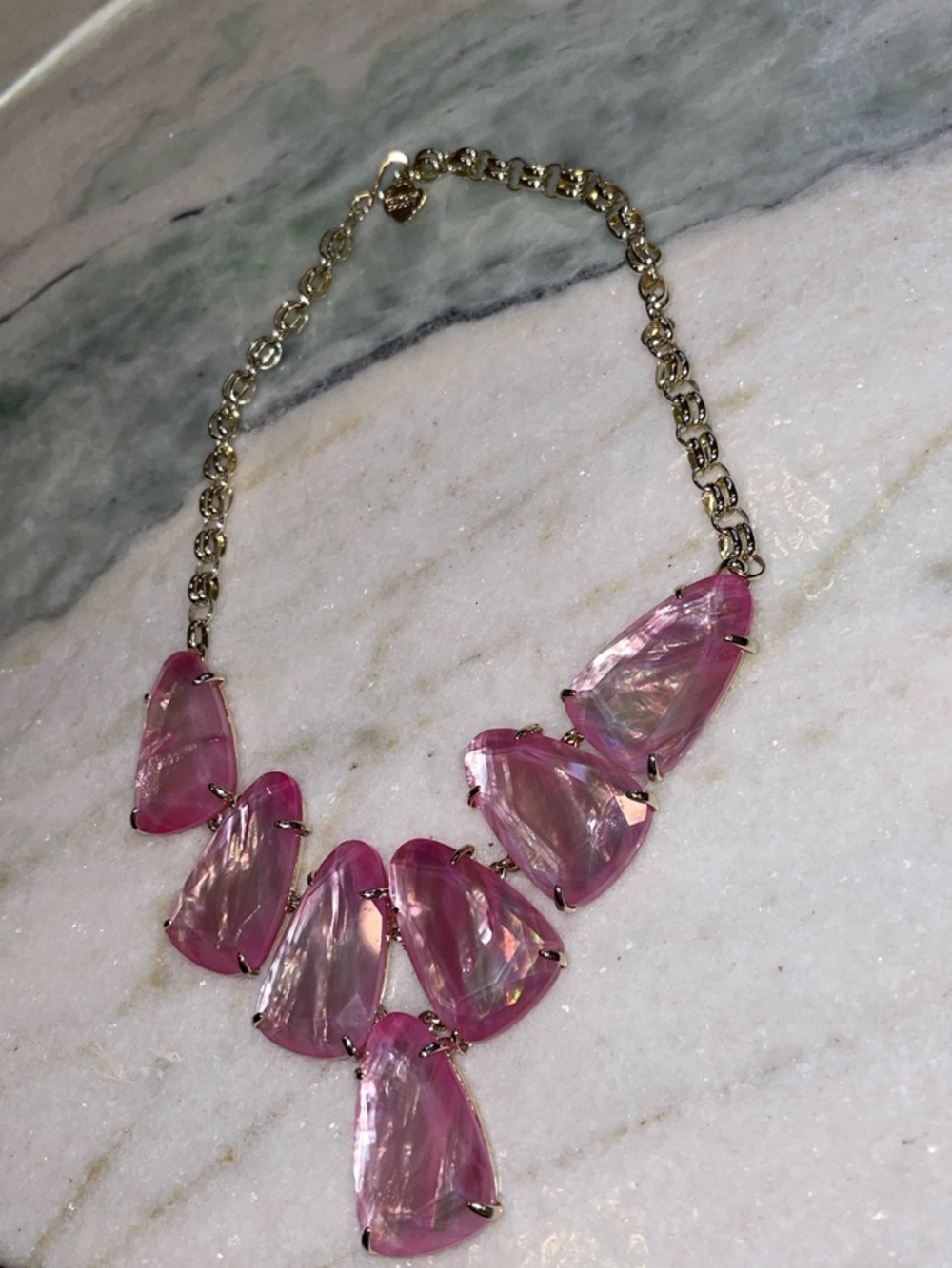 Kendra Scott Iridescent Pink Shell Bib Necklace